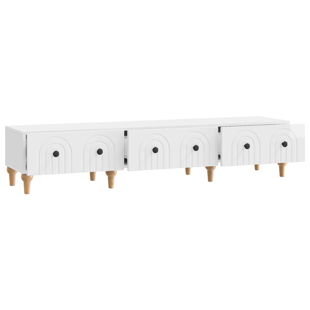 vidaXL Szafka pod telewizor Biały wysoki połysk 147 x 34,5 x 30 cm