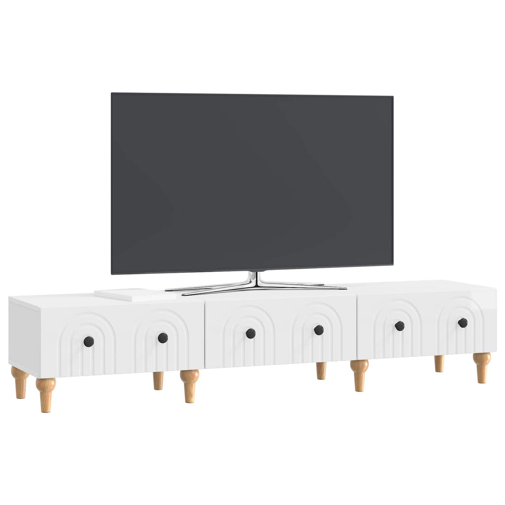 vidaXL Szafka pod telewizor Biały wysoki połysk 147 x 34,5 x 30 cm