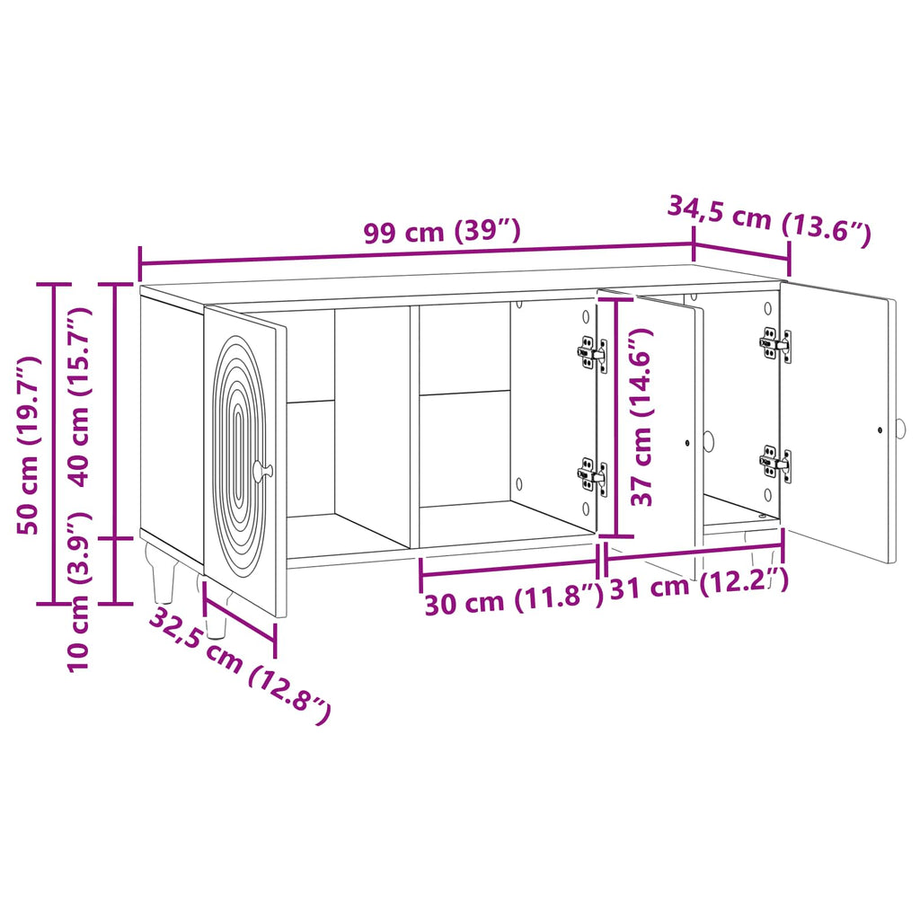 vidaXL Szafka pod telewizor Dąb wędzony 99 x 34,5 x 50 cm
