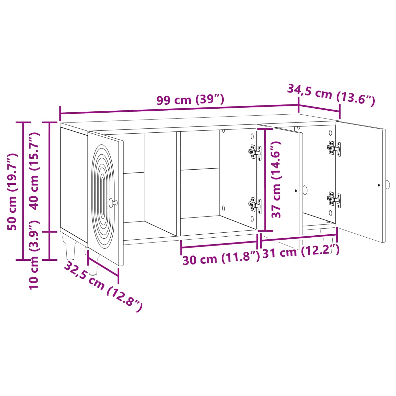 vidaXL Szafka pod telewizor Szary Sonoma 99 x 34,5 x 50 cm