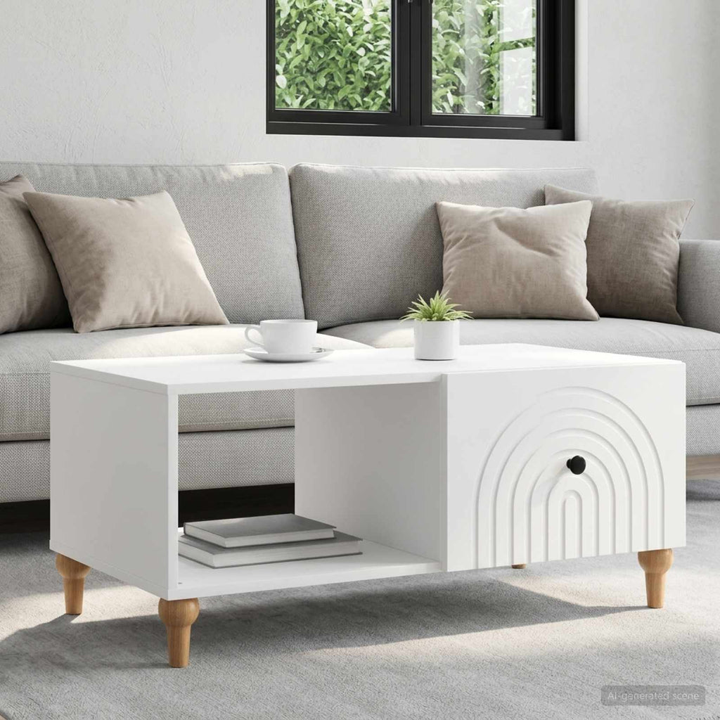 vidaXL Stolik kawowy Biały 90 x 50 x 40 cm Drewno inżynieryjne