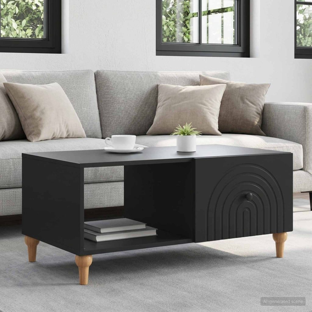vidaXL Stolik kawowy Czarny 90 x 50 x 40 cm Drewno inżynieryjne
