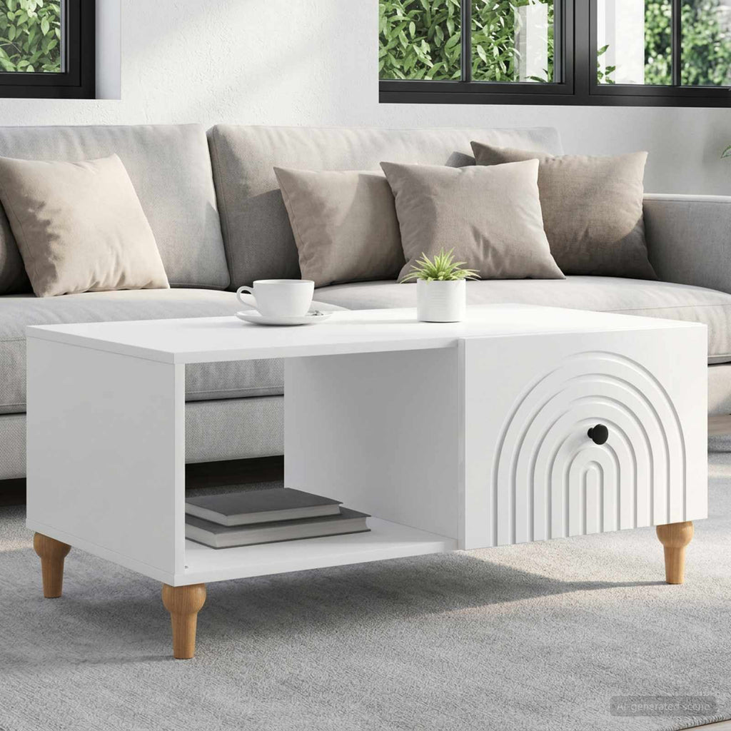 vidaXL Stolik kawowy Biały wysoki połysk 90 x 50 x 40 cm
