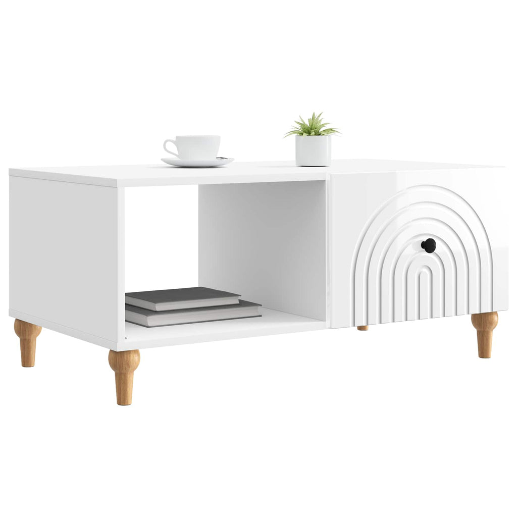 vidaXL Stolik kawowy Biały wysoki połysk 90 x 50 x 40 cm