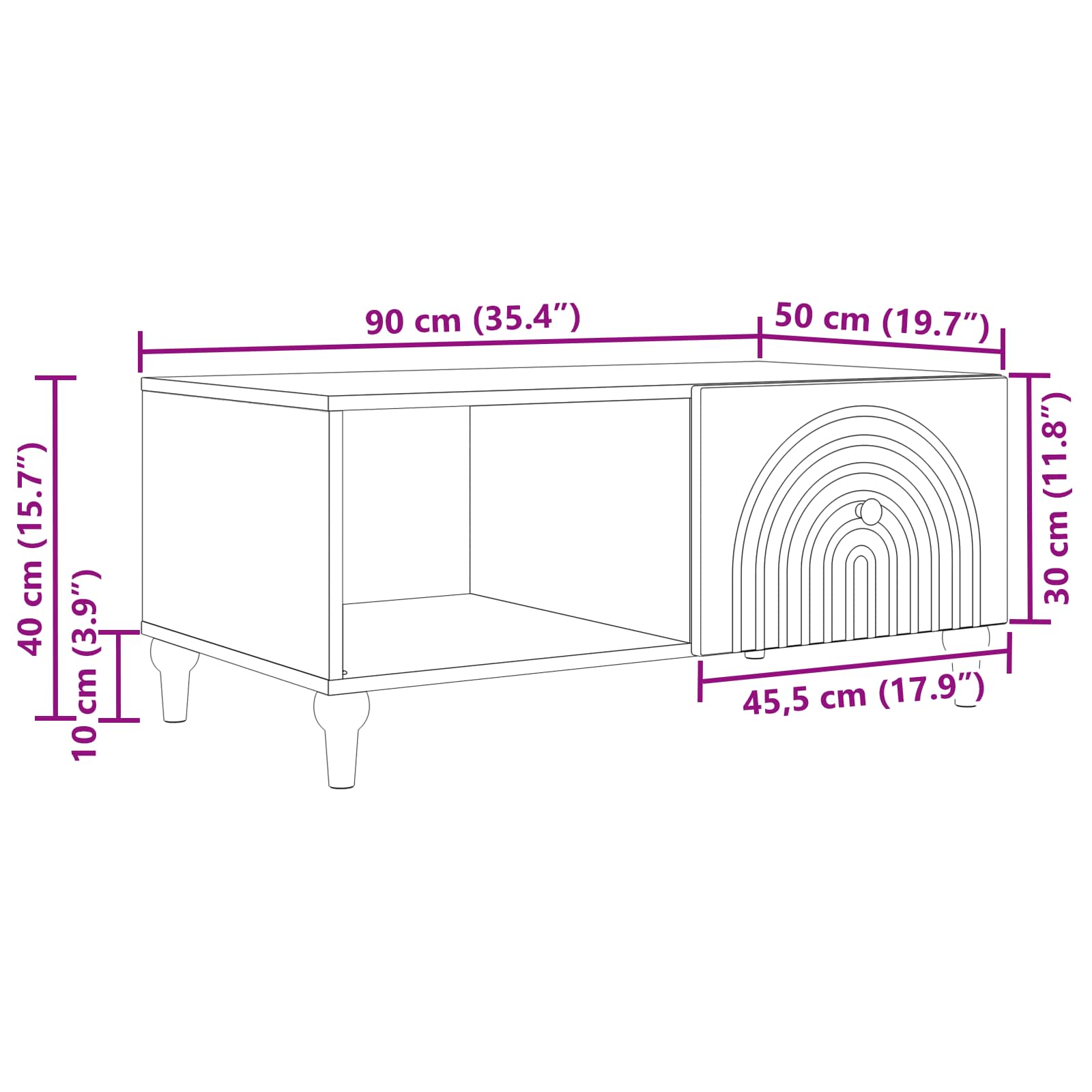 vidaXL Stolik kawowy Biały wysoki połysk 90 x 50 x 40 cm