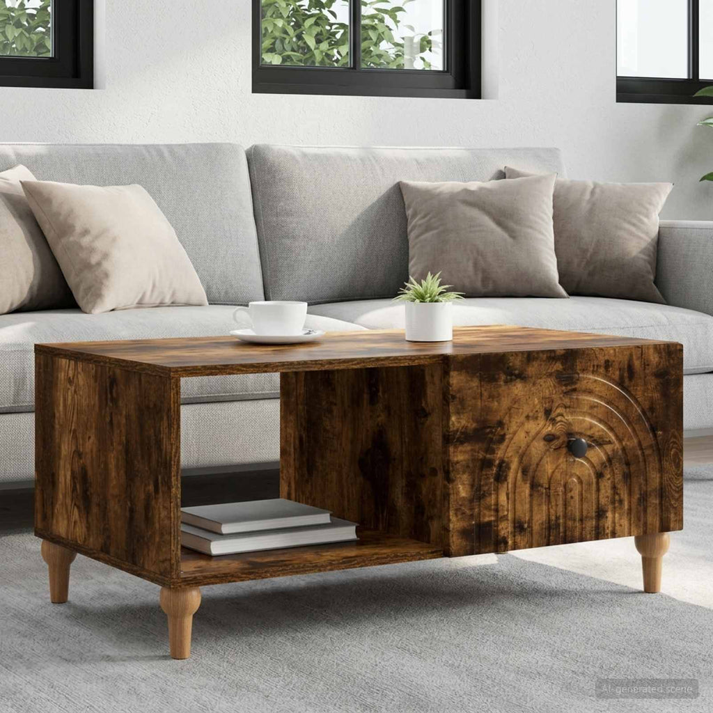 vidaXL Stolik kawowy Dąb wędzony 90 x 50 x 40 cm Drewno inżynieryjne
