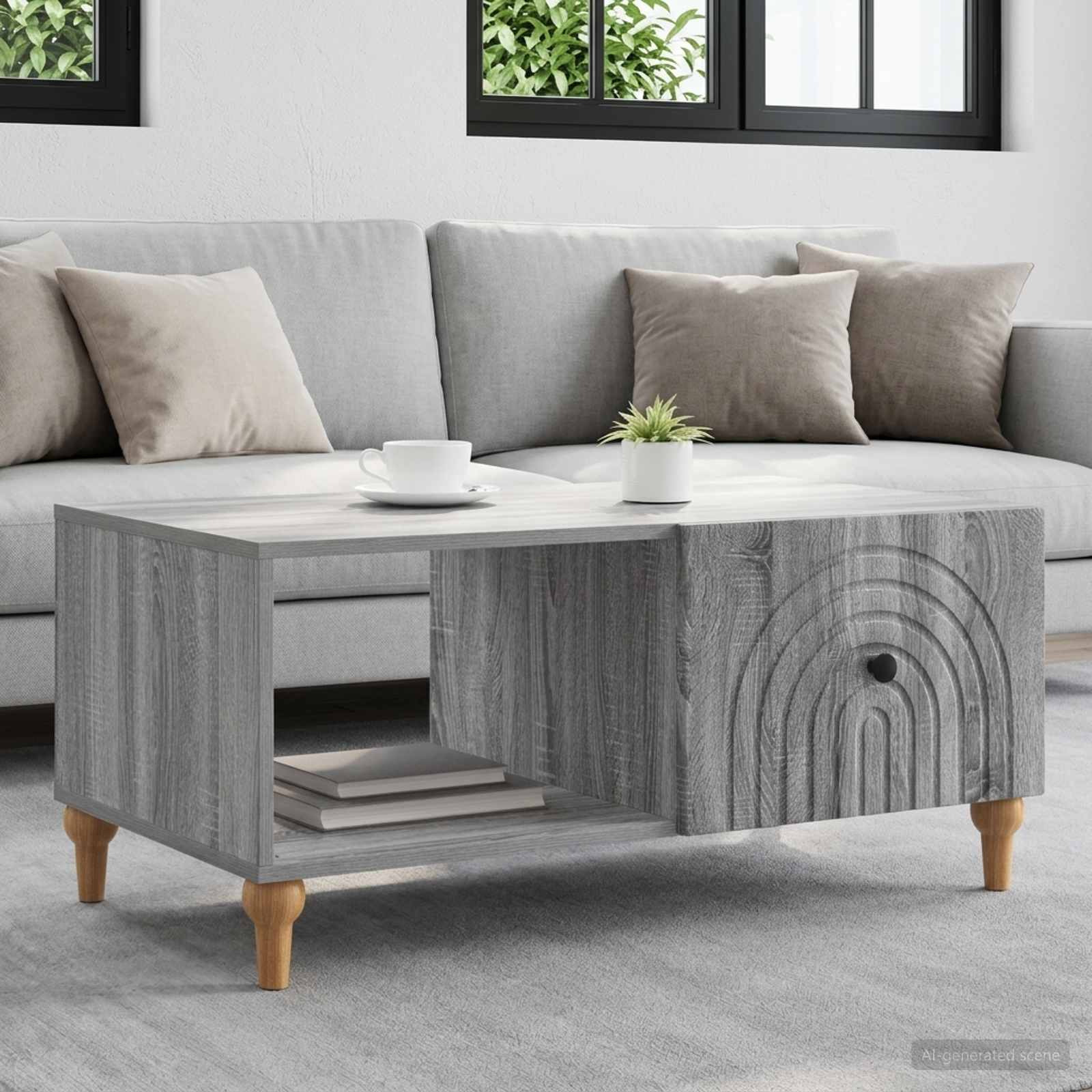 vidaXL Stolik kawowy Szary Sonoma 90 x 50 x 40 cm Drewno inżynieryjne