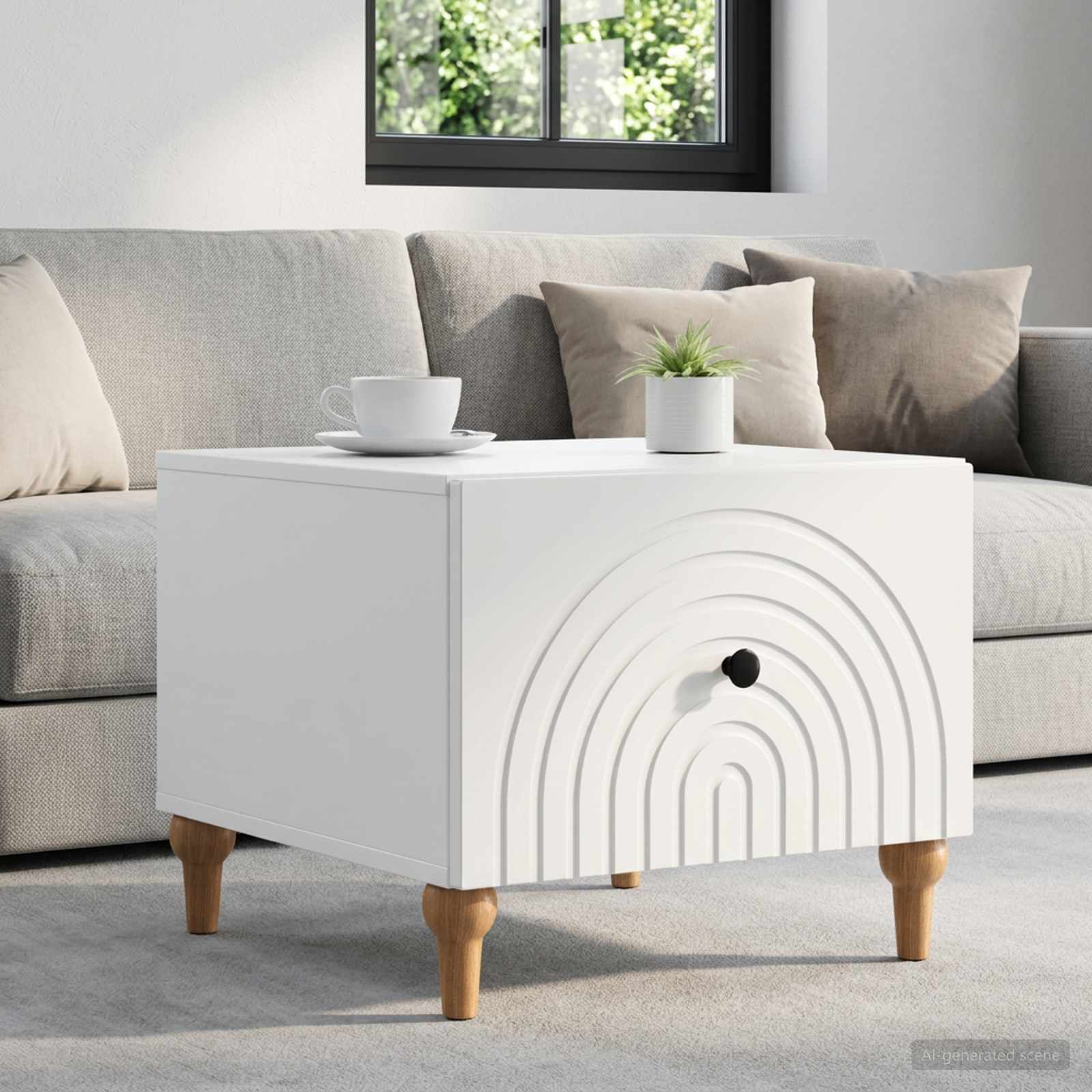 vidaXL Stolik kawowy Biały 49 x 50 x 40 cm Drewno inżynieryjne