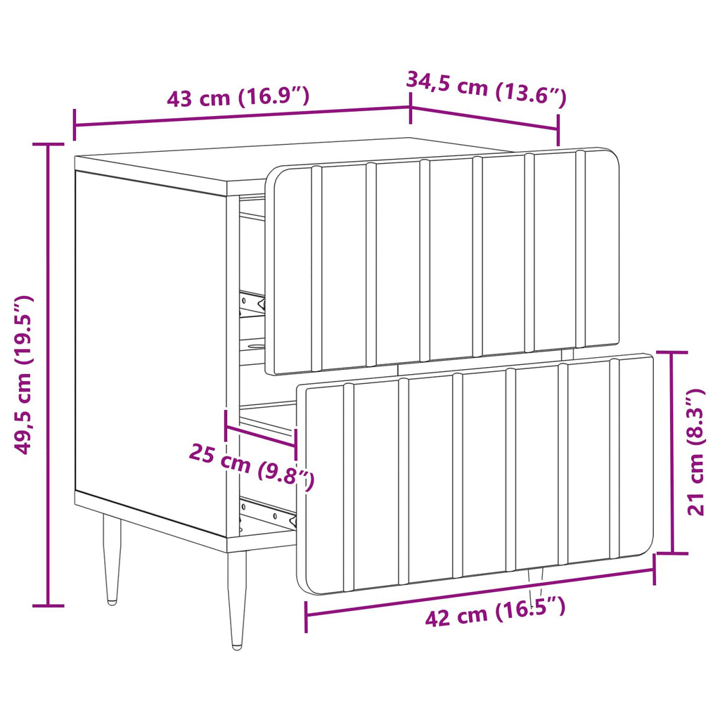 vidaXL Szafka Nocna Czarny 43 x 34,5 x 49,5 cm Drewno inżynieryjne