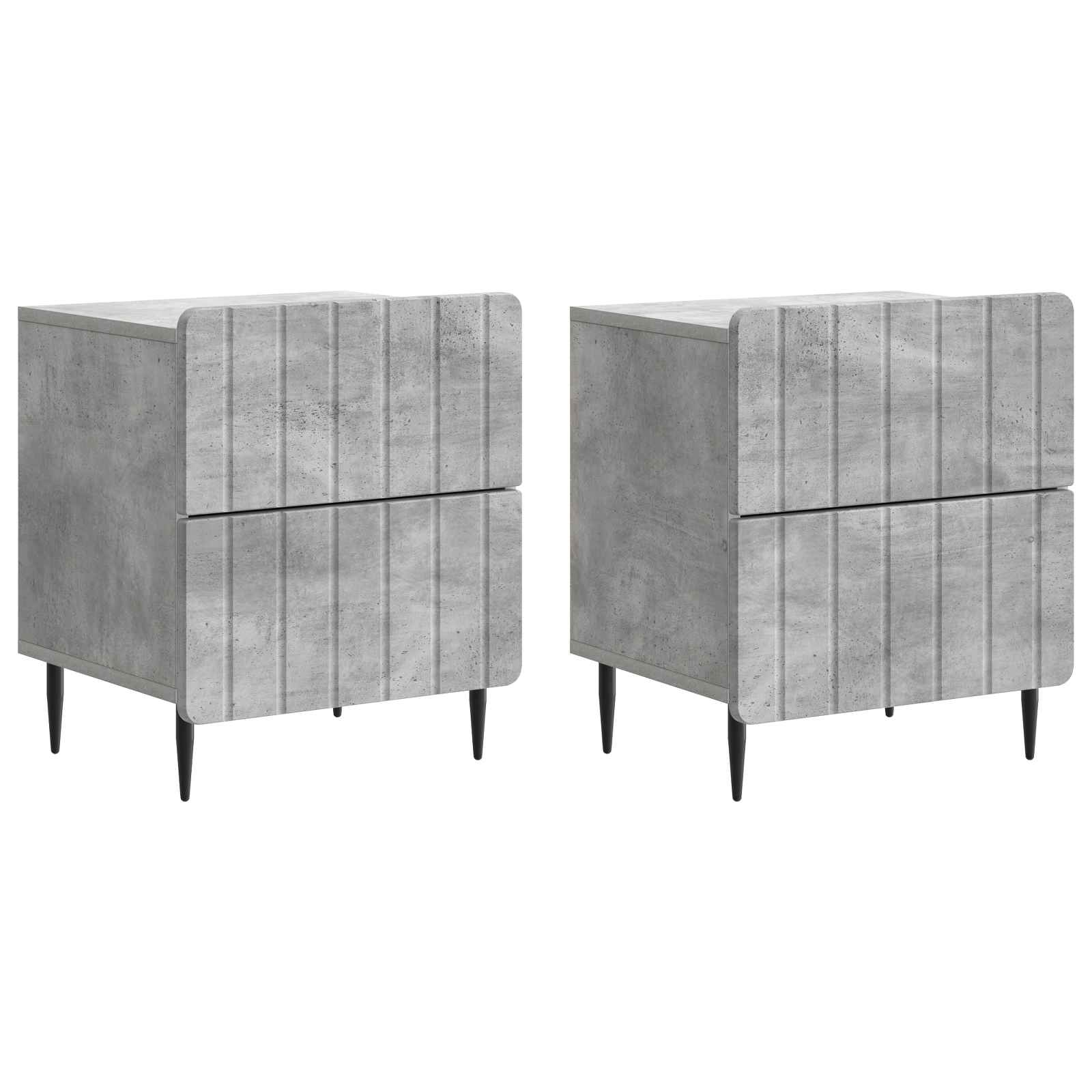 vidaXL Szafka Nocna 2 pcs Betonowy szary 43 x 34,5 x 49,5 cm