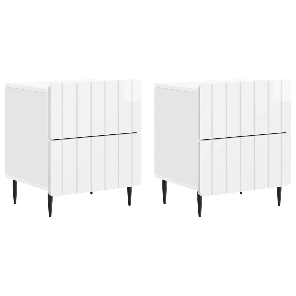 vidaXL Szafka Nocna 2 pcs Biały wysoki połysk 43 x 34,5 x 49,5 cm