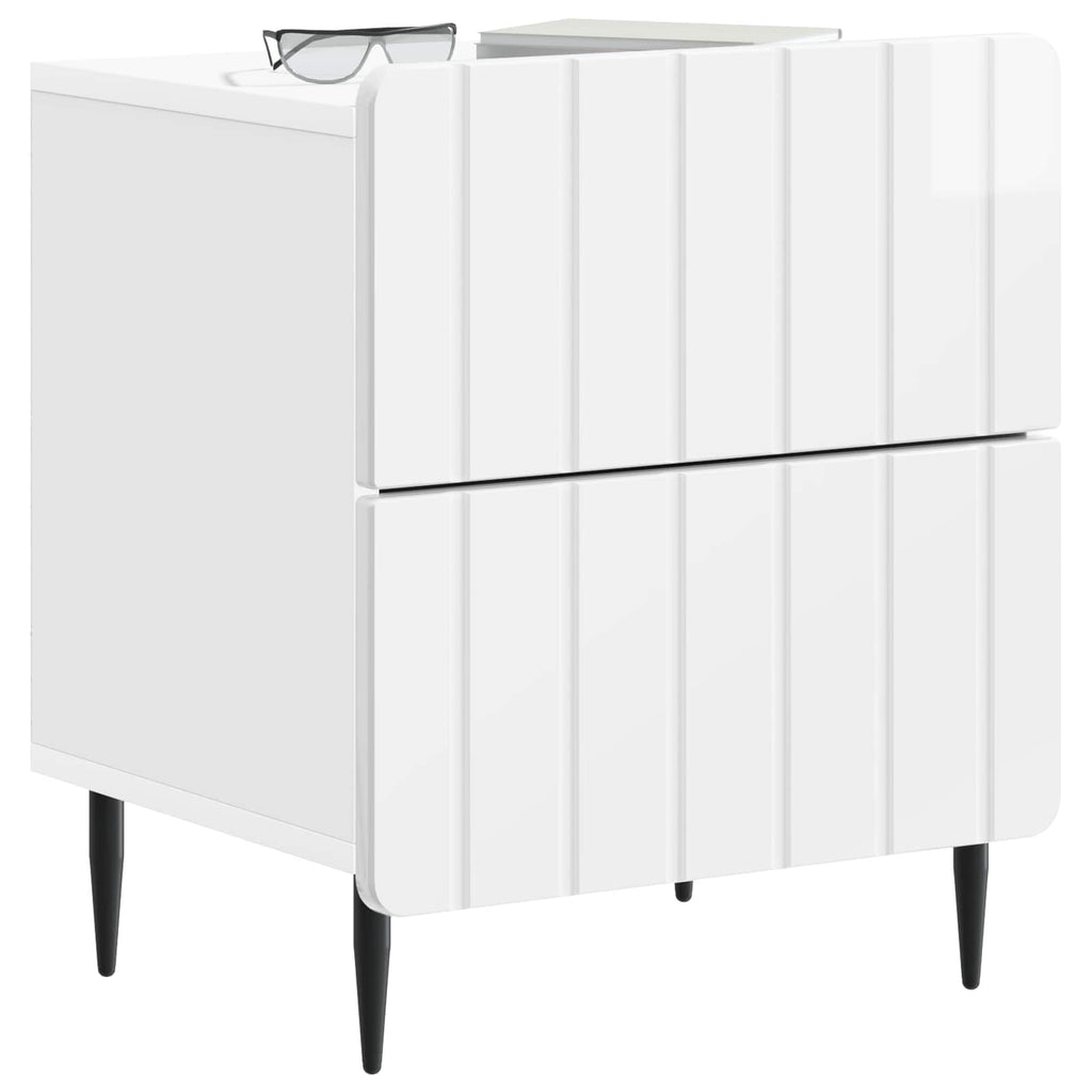vidaXL Szafka Nocna 2 pcs Biały wysoki połysk 43 x 34,5 x 49,5 cm