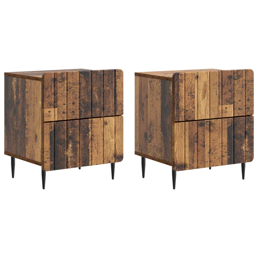 vidaXL Szafka Nocna z szufladą 2 pcs Stare drewno 43 x 34,5 x 49,5 cm