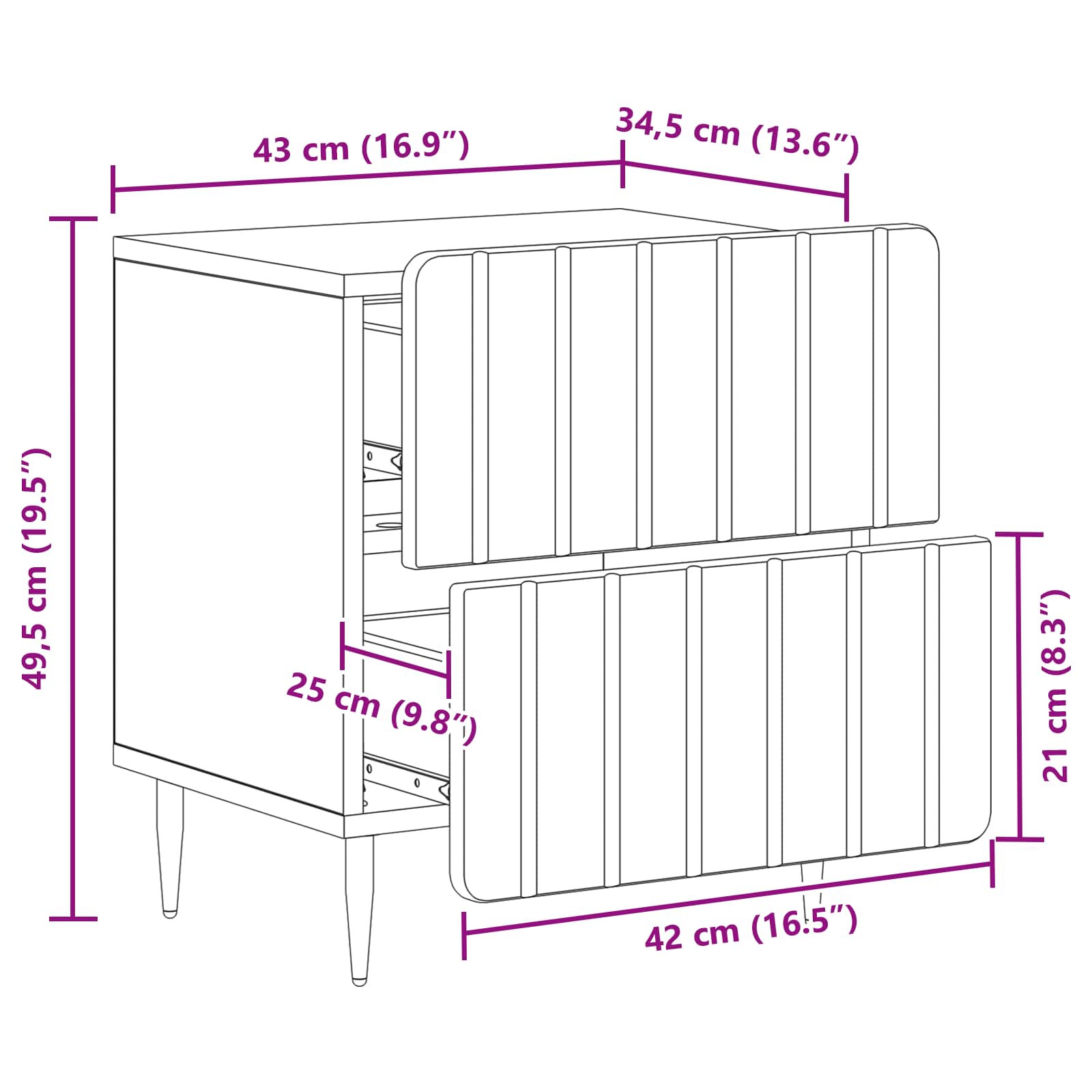 vidaXL Szafka Nocna z szufladą 2 pcs Stare drewno 43 x 34,5 x 49,5 cm