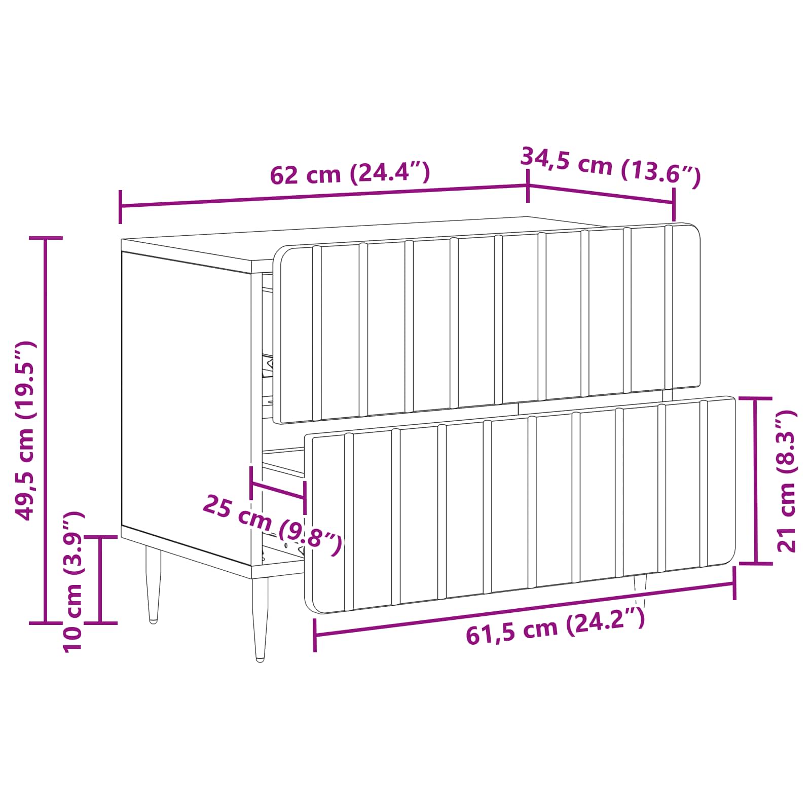 vidaXL Szafka Nocna z szufladą Szary Sonoma 62 x 34,5 x 49,5 cm