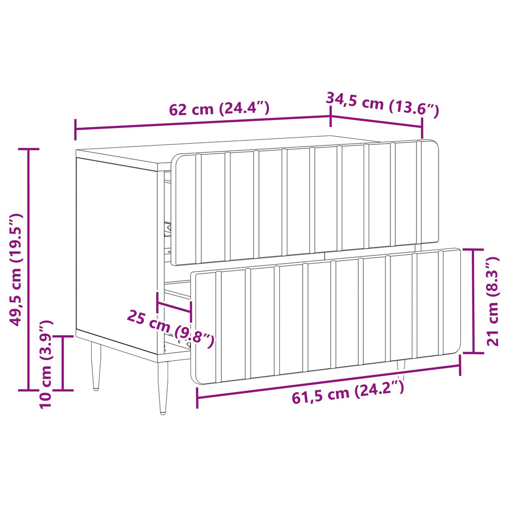 vidaXL Szafka Nocna z szufladą Stare drewno 62 x 34,5 x 49,5 cm