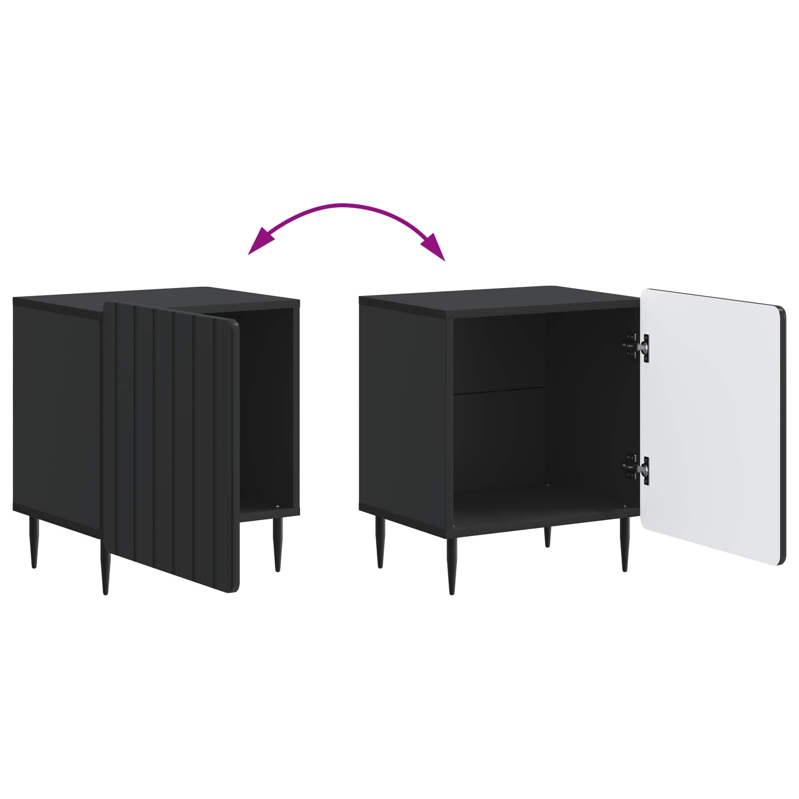 vidaXL Szafka Nocna 2 pcs Czarny 43 x 34,5 x 52 cm Drewno inżynieryjne