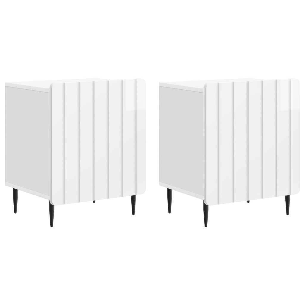 vidaXL Szafka Nocna 2 pcs Biały wysoki połysk 43 x 34,5 x 52 cm