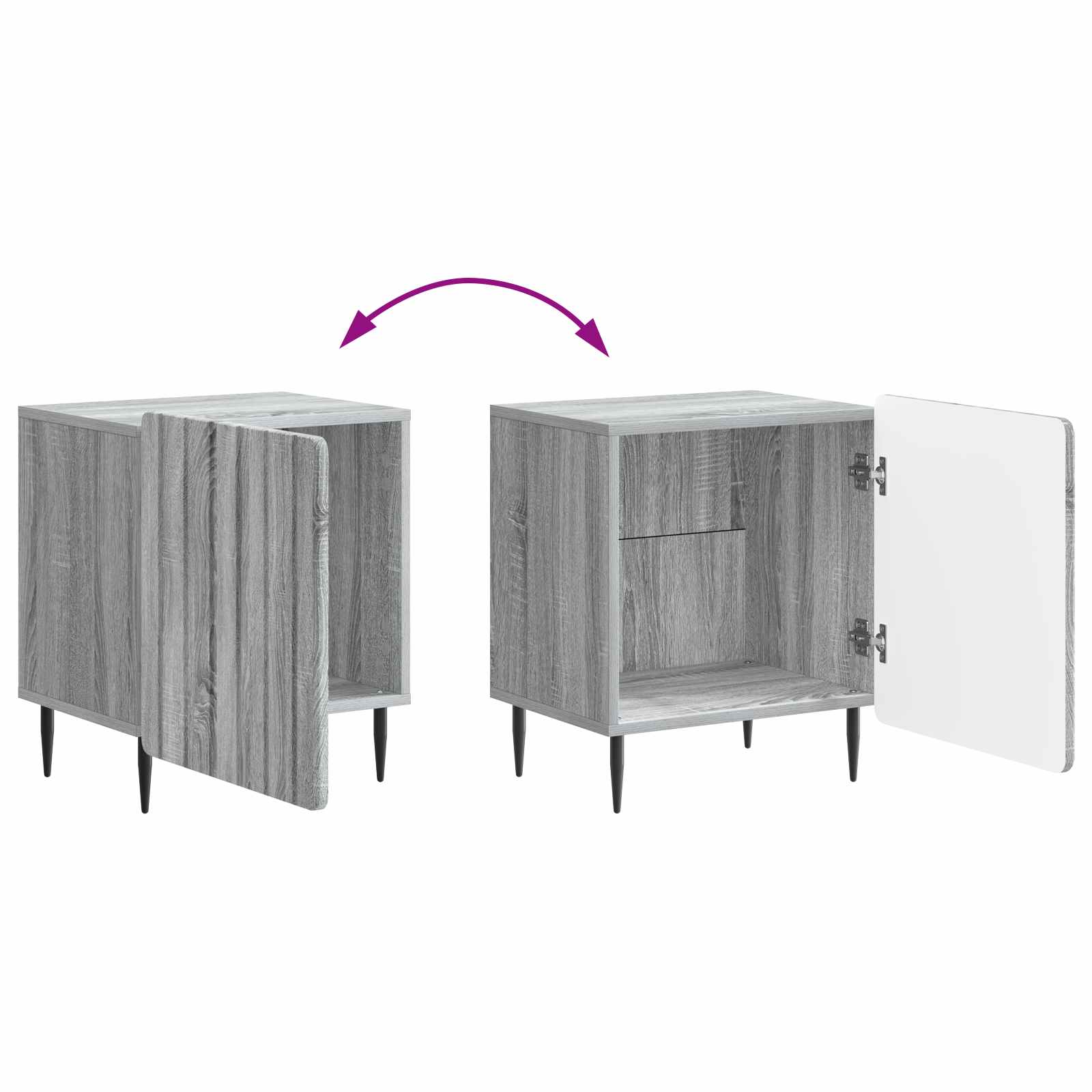 vidaXL Szafka Nocna 2 pcs Szary Sonoma 43 x 34,5 x 52 cm