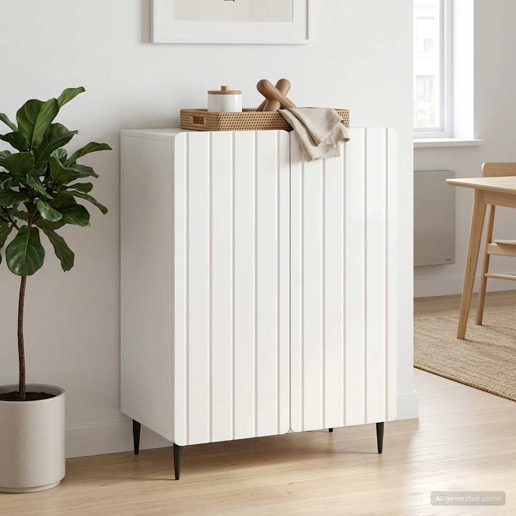 vidaXL Bufet Biały wysoki połysk 66 x 34,5 x 92 cm Drewno inżynieryjne