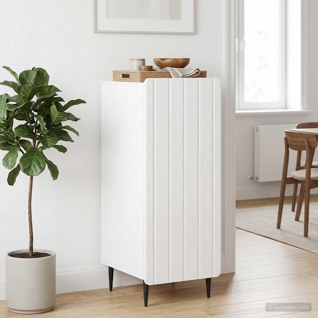 vidaXL Bufet Biały wysoki połysk 34,5 x 33 x 92 cm Drewno inżynieryjne