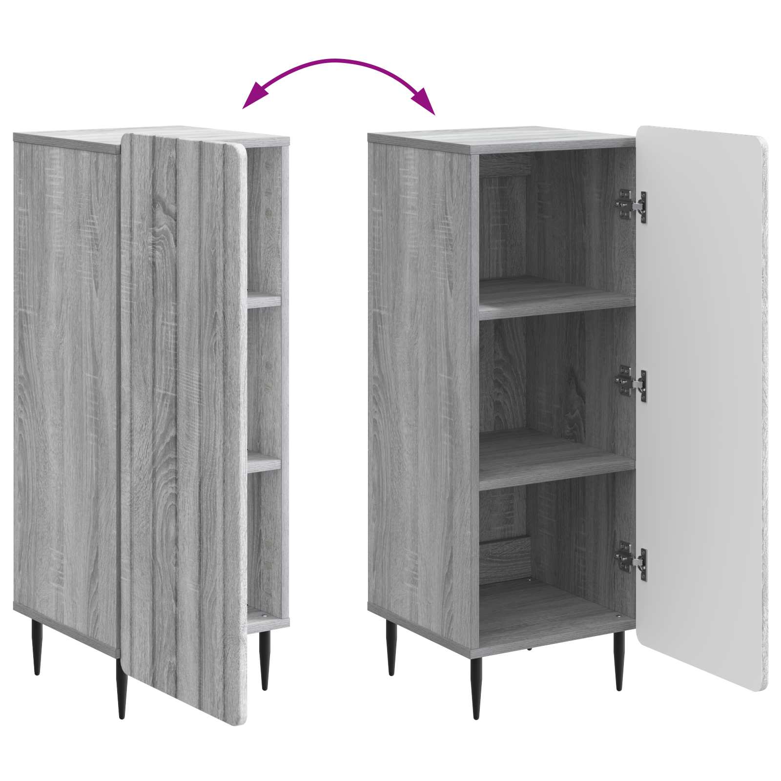 vidaXL Bufet Szary Sonoma 34,5 x 33 x 92 cm Drewno inżynieryjne