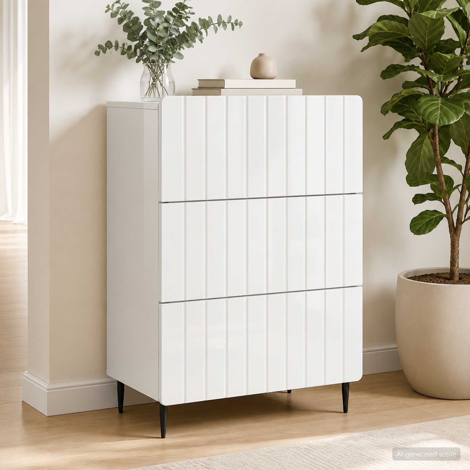 vidaXL Szafka z Szufladami Biały 66 x 34,5 x 92 cm Drewno inżynieryjne