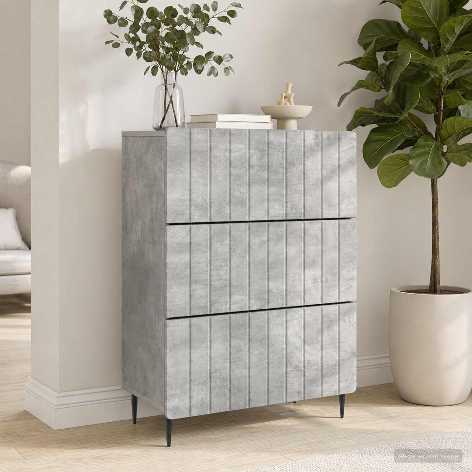 vidaXL Szafka z Szufladami Betonowy szary 66 x 34,5 x 92 cm