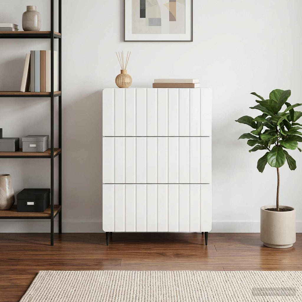 vidaXL Szafka z Szufladami Biały wysoki połysk 66 x 34,5 x 92 cm