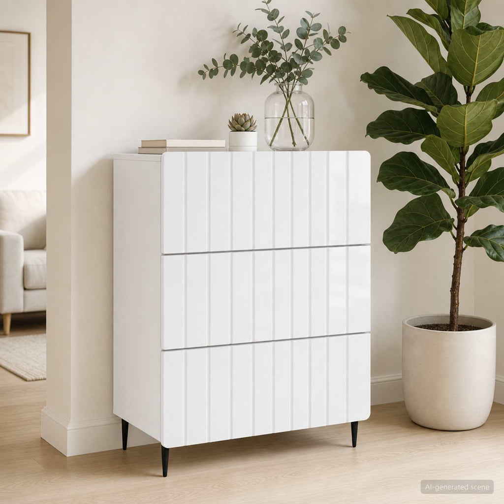 vidaXL Szafka z Szufladami Biały wysoki połysk 66 x 34,5 x 92 cm