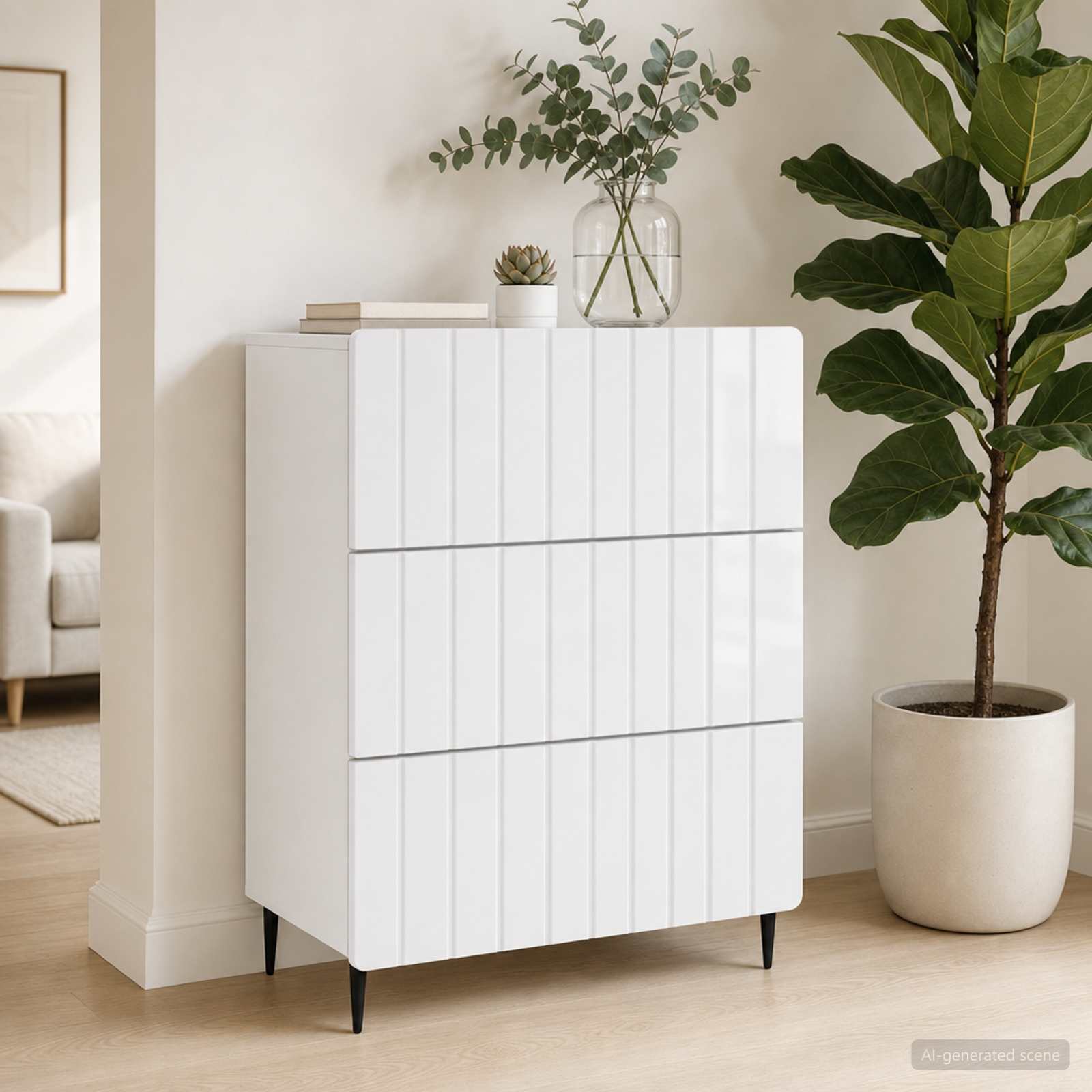 vidaXL Szafka z Szufladami Biały wysoki połysk 66 x 34,5 x 92 cm
