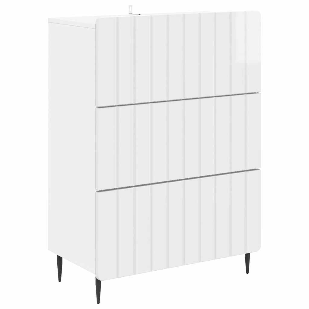 vidaXL Szafka z Szufladami Biały wysoki połysk 66 x 34,5 x 92 cm