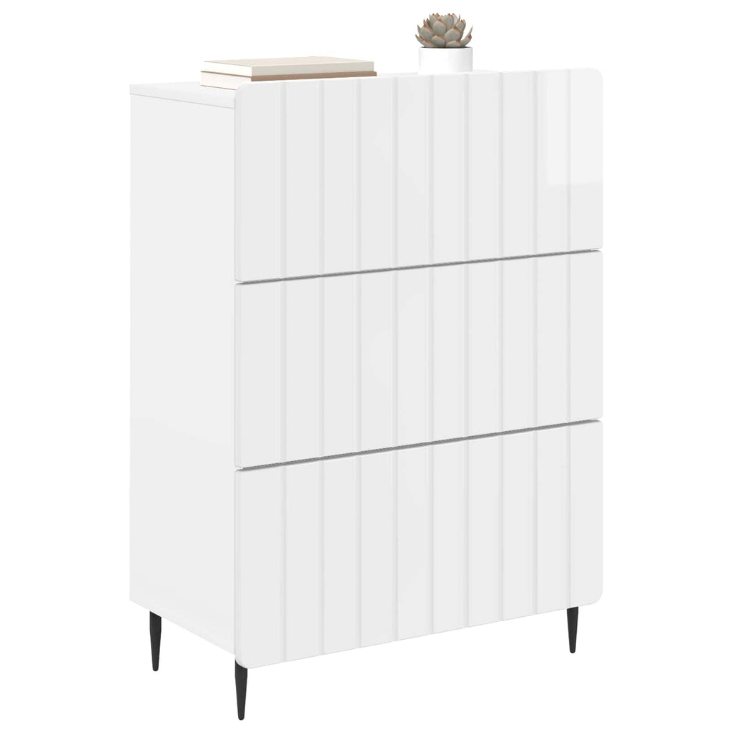 vidaXL Szafka z Szufladami Biały wysoki połysk 66 x 34,5 x 92 cm