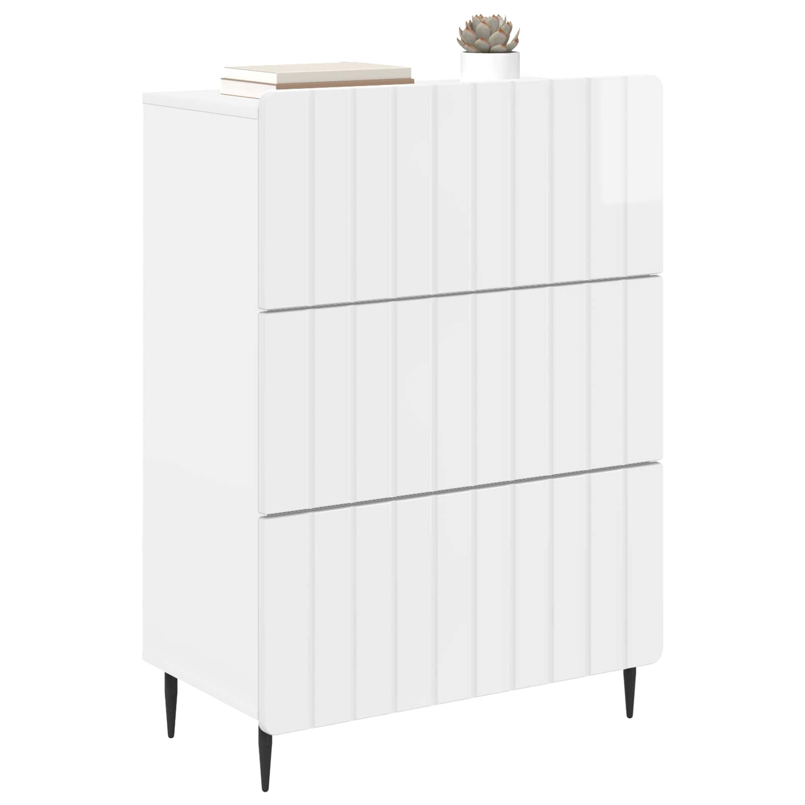 vidaXL Szafka z Szufladami Biały wysoki połysk 66 x 34,5 x 92 cm