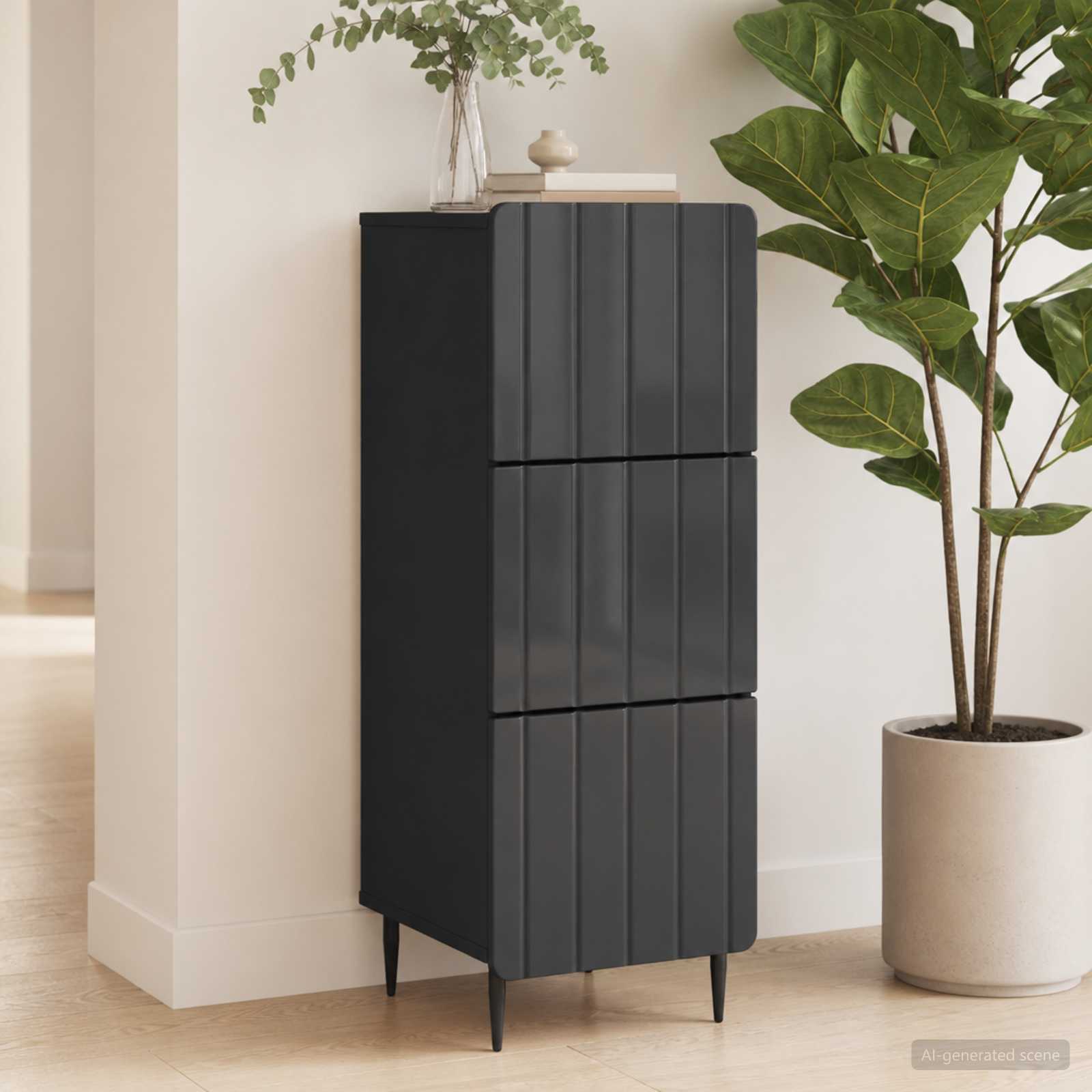 vidaXL Szafka z Szufladami Czarny 33 x 34,5 x 92 cm