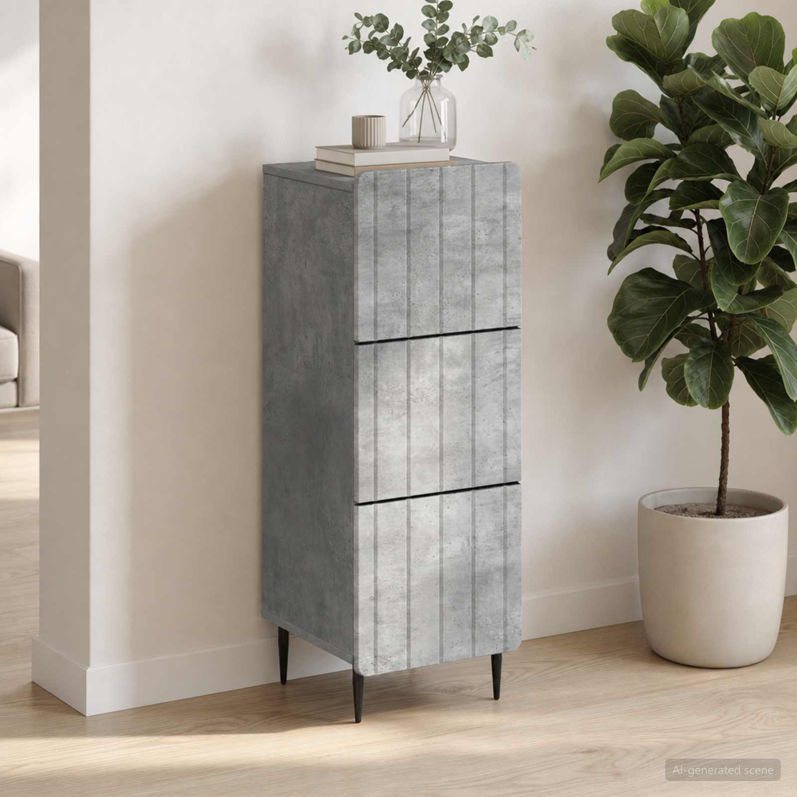 vidaXL Szafka z Szufladami Betonowy szary 33 x 34,5 x 92 cm
