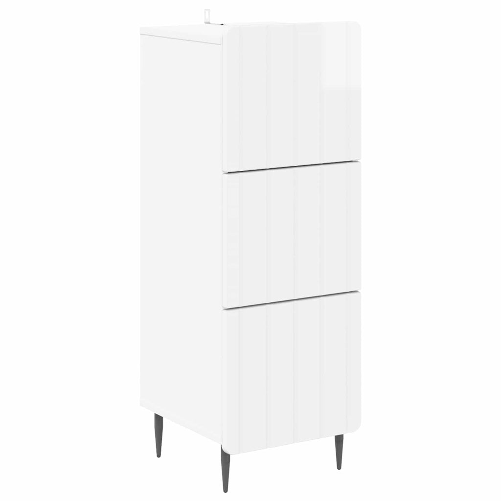 vidaXL Szafka z Szufladami Biały wysoki połysk 33 x 34,5 x 92 cm