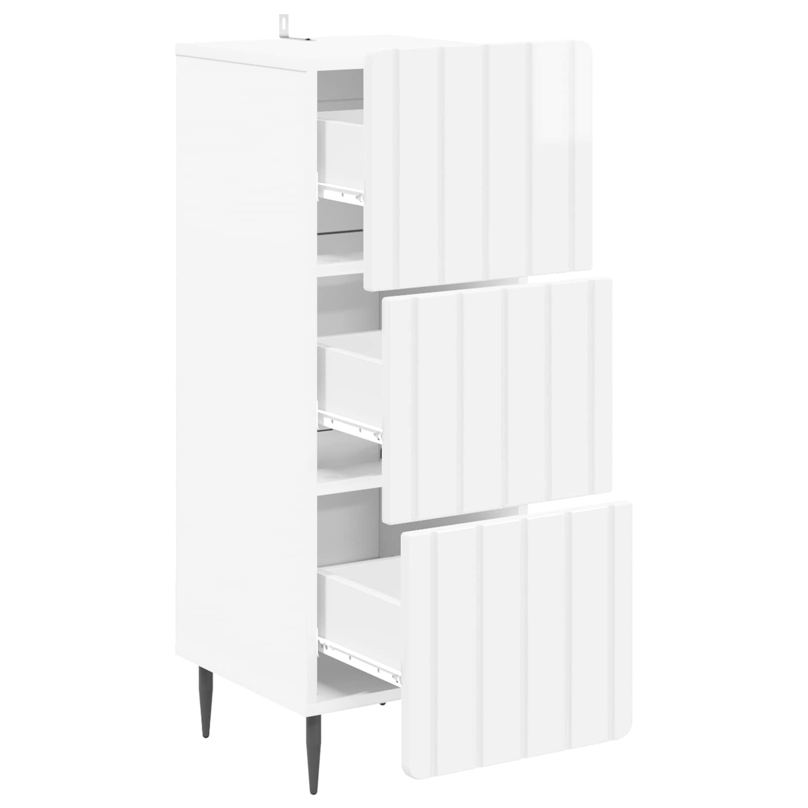 vidaXL Szafka z Szufladami Biały wysoki połysk 33 x 34,5 x 92 cm
