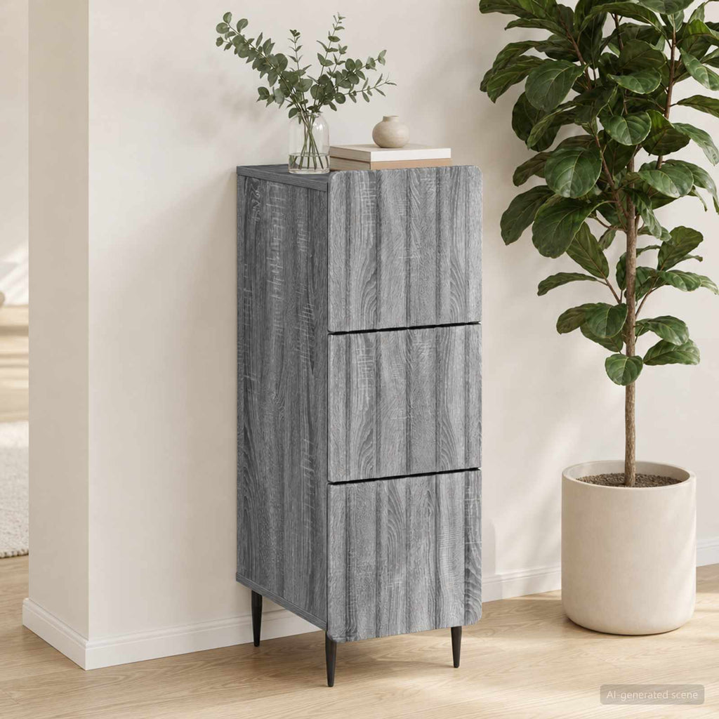 vidaXL Szafka z Szufladami Szary Sonoma 33 x 34,5 x 92 cm