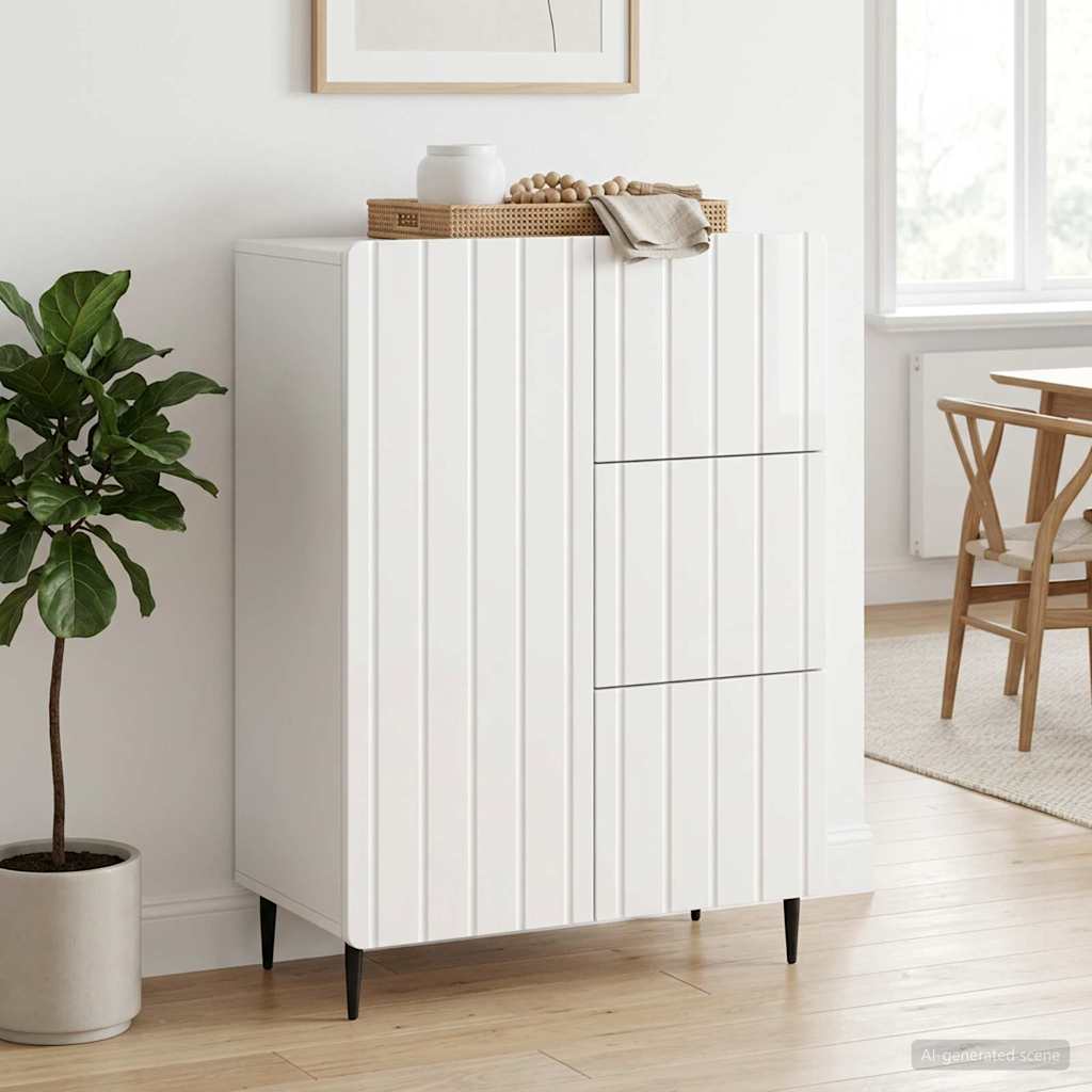 vidaXL Bufet z szufladą Biały wysoki połysk 66 x 34,5 x 91,5 cm