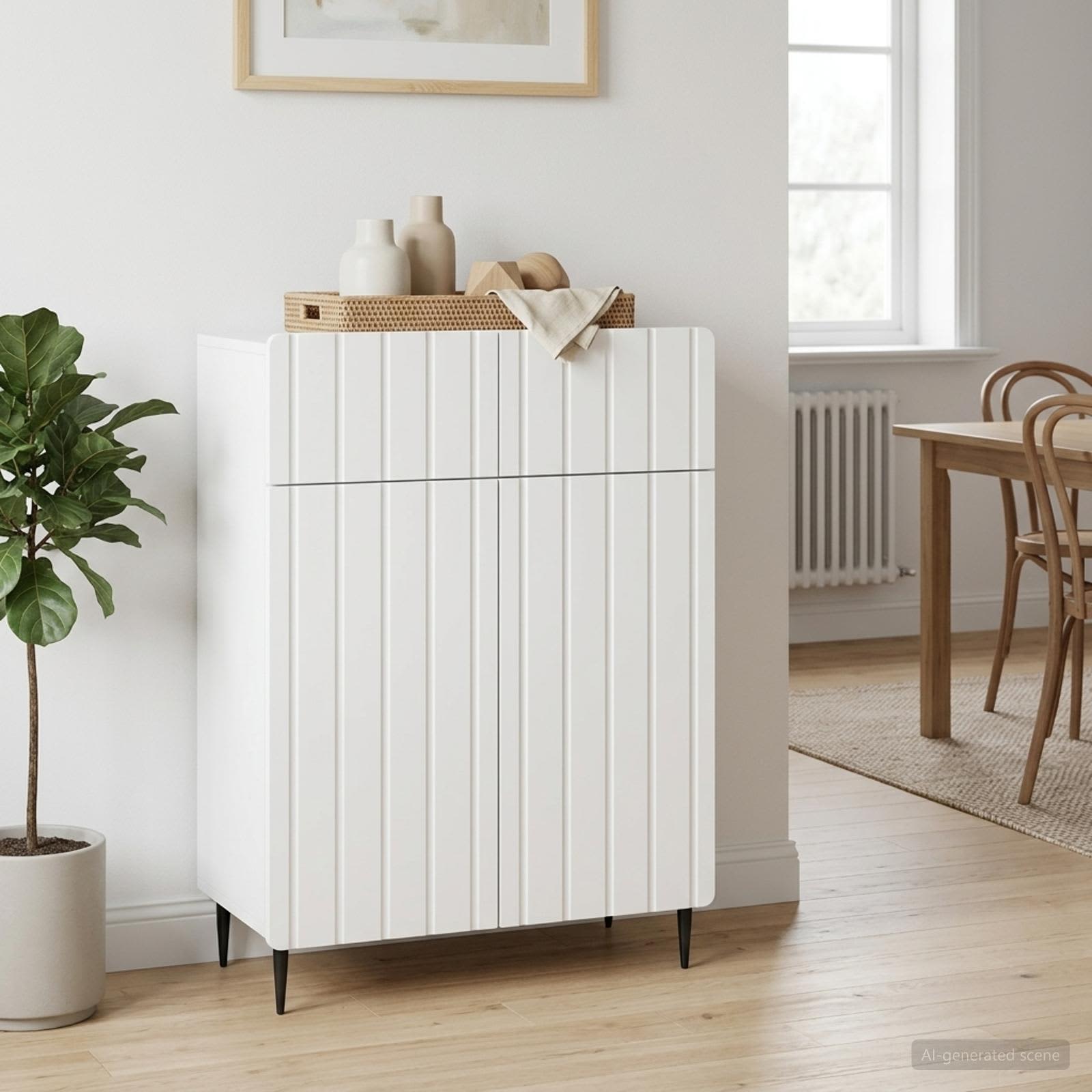 vidaXL Bufet Biały 66 x 34,5 x 92 cm Drewno inżynieryjne