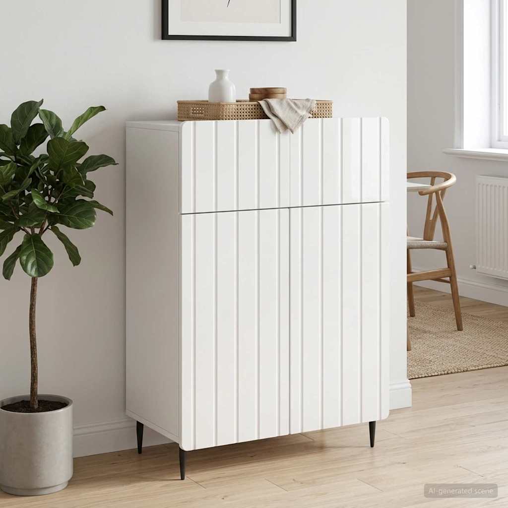 vidaXL Bufet Biały wysoki połysk 66 x 34,5 x 92 cm Drewno inżynieryjne