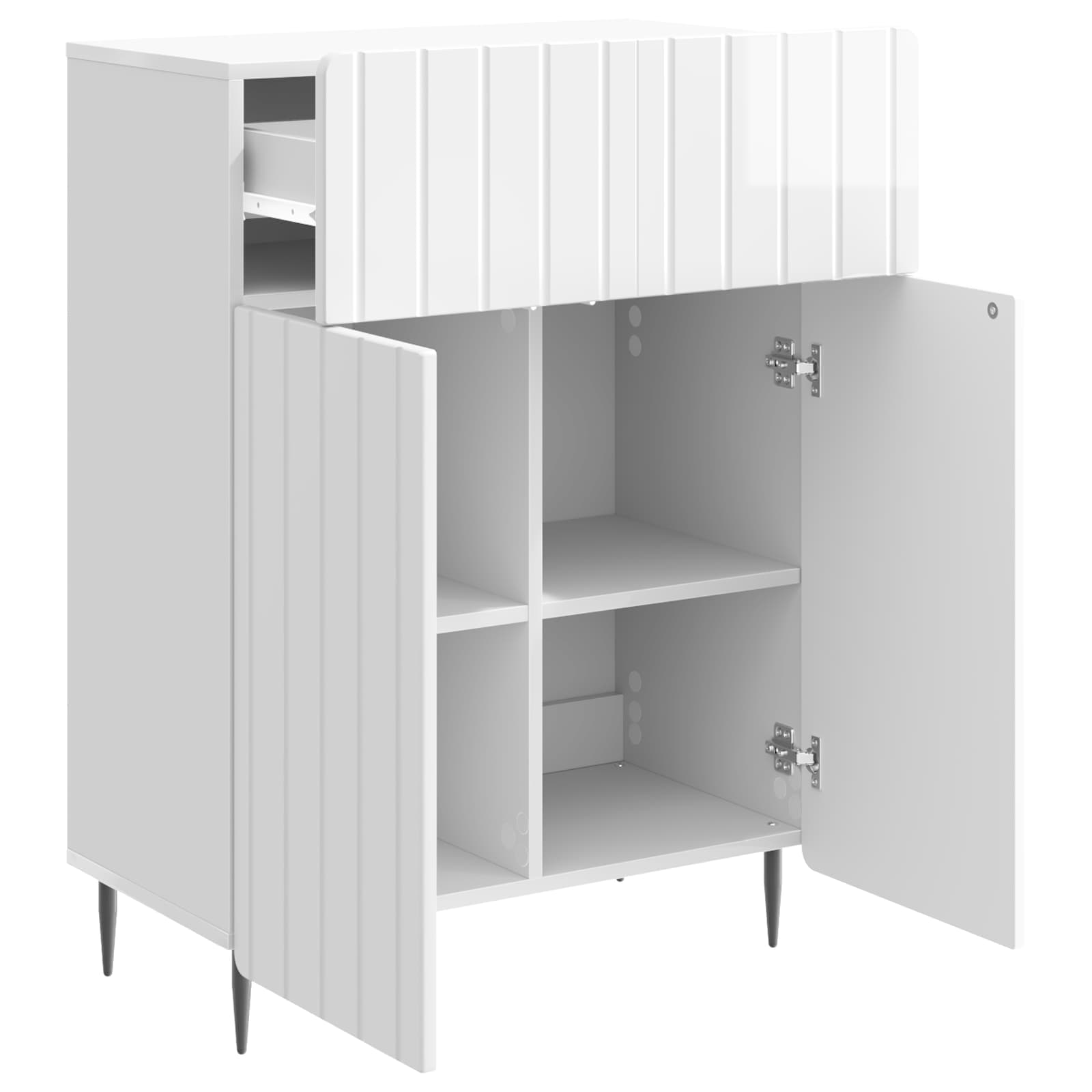 vidaXL Bufet Biały wysoki połysk 66 x 34,5 x 92 cm Drewno inżynieryjne