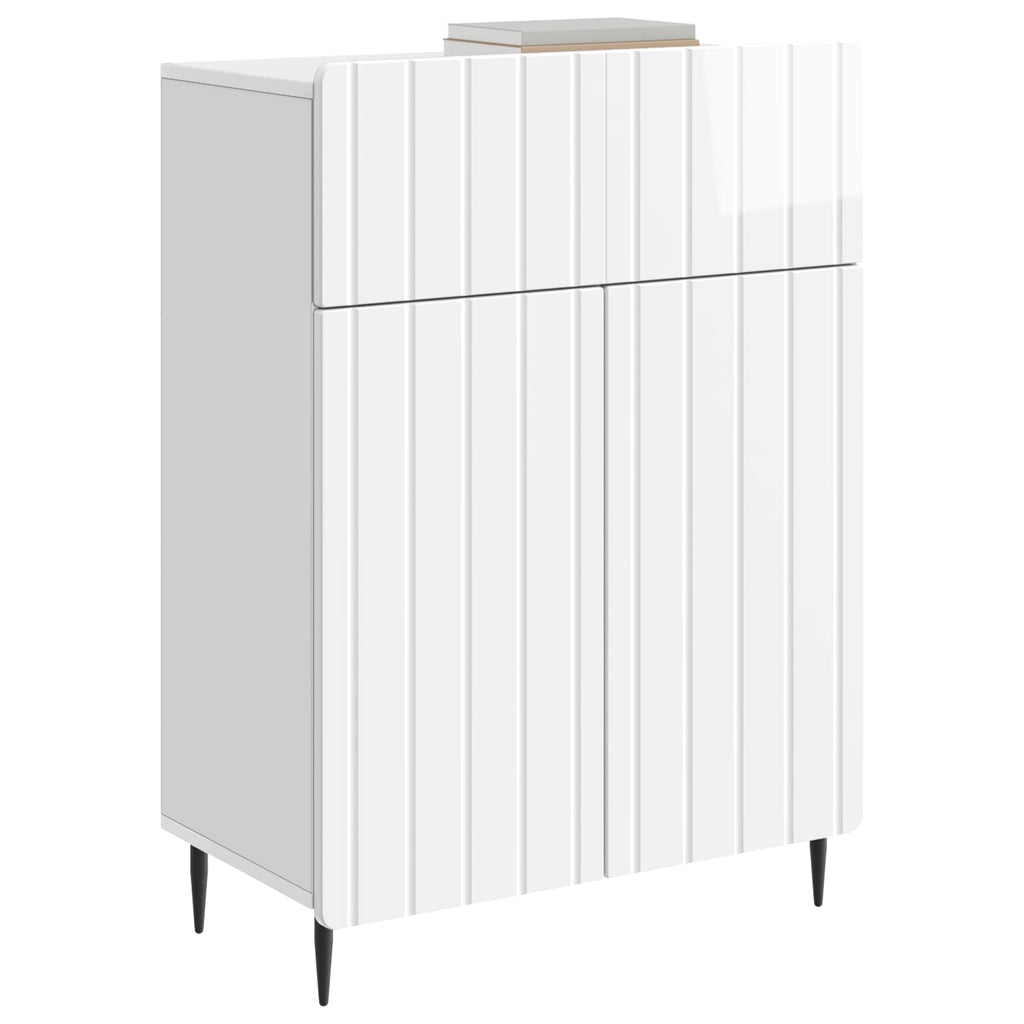 vidaXL Bufet Biały wysoki połysk 66 x 34,5 x 92 cm Drewno inżynieryjne