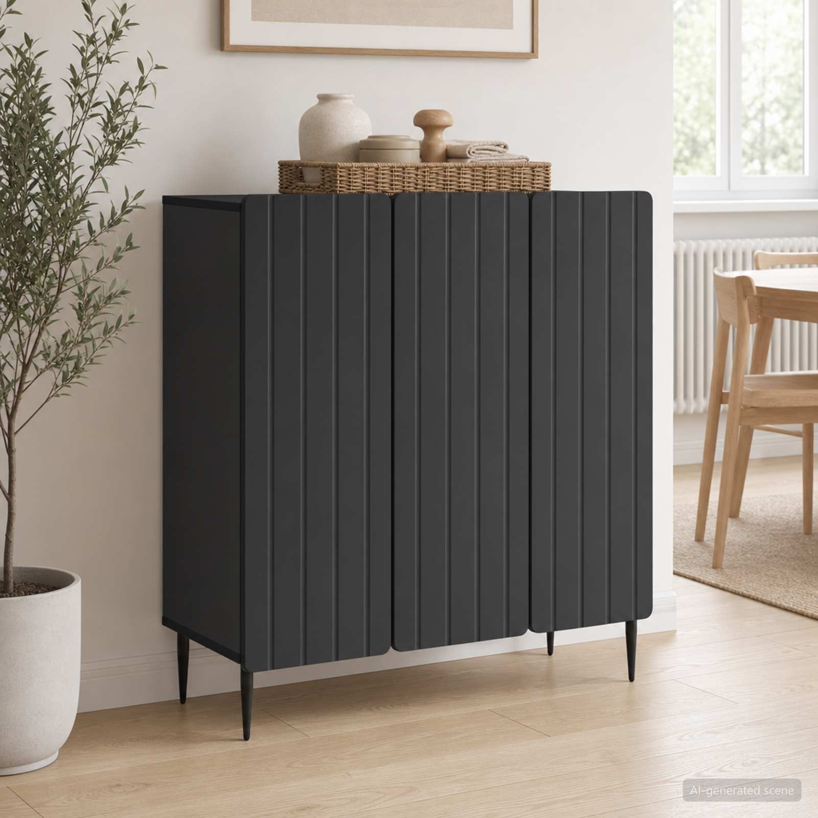 vidaXL Bufet Czarny 89 x 34,5 x 82 cm Drewno inżynieryjne