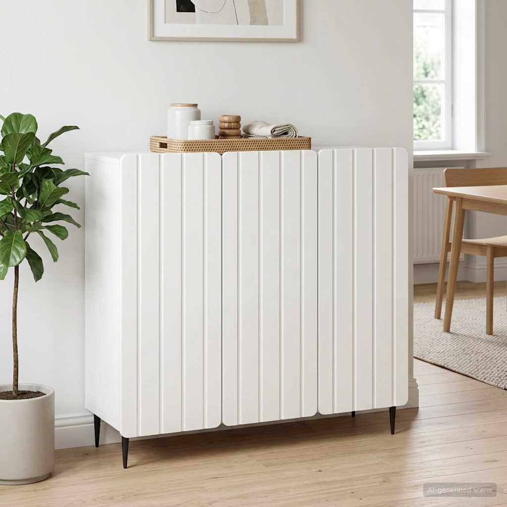 vidaXL Bufet Biały wysoki połysk 89 x 34,5 x 82 cm Drewno inżynieryjne