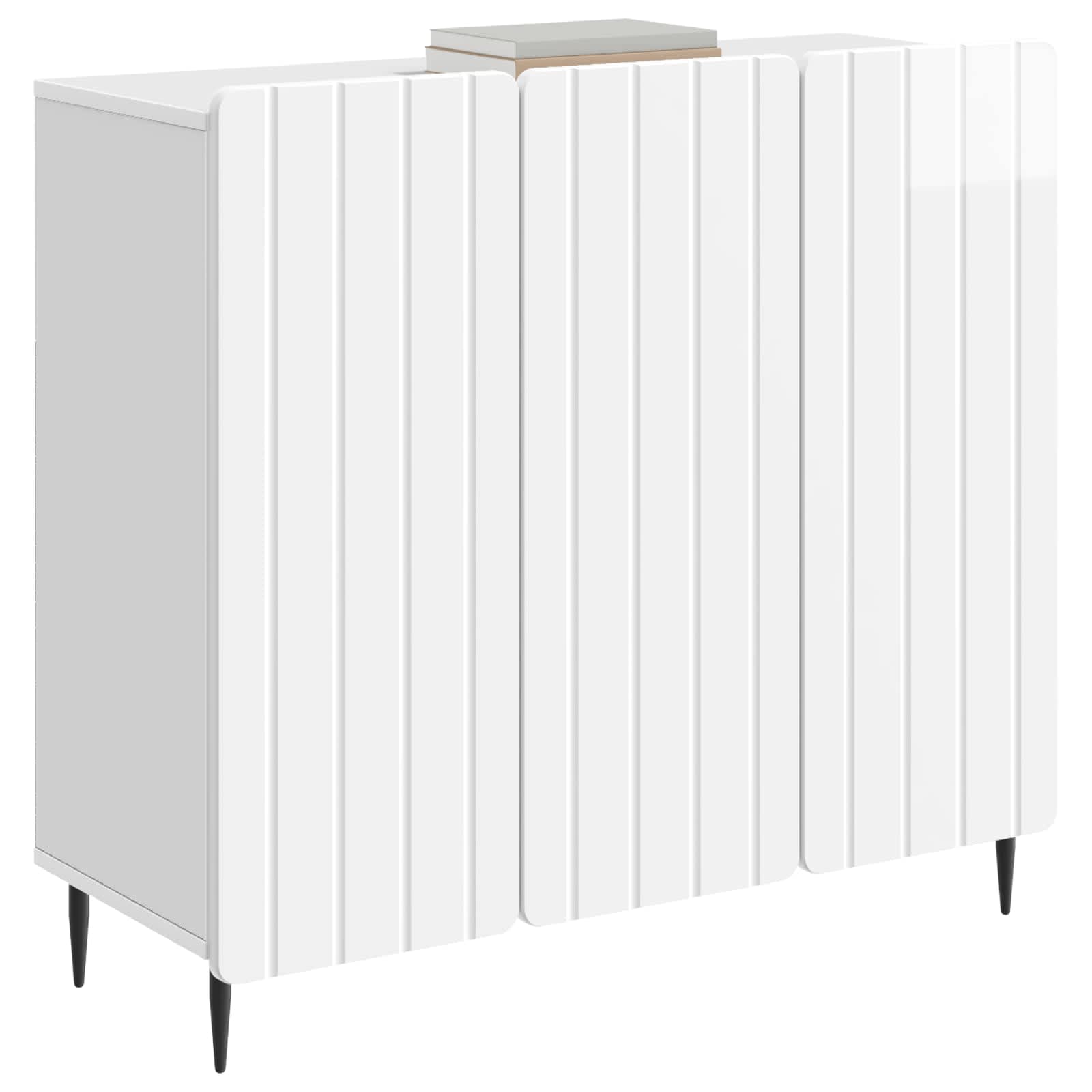 vidaXL Bufet Biały wysoki połysk 89 x 34,5 x 82 cm Drewno inżynieryjne