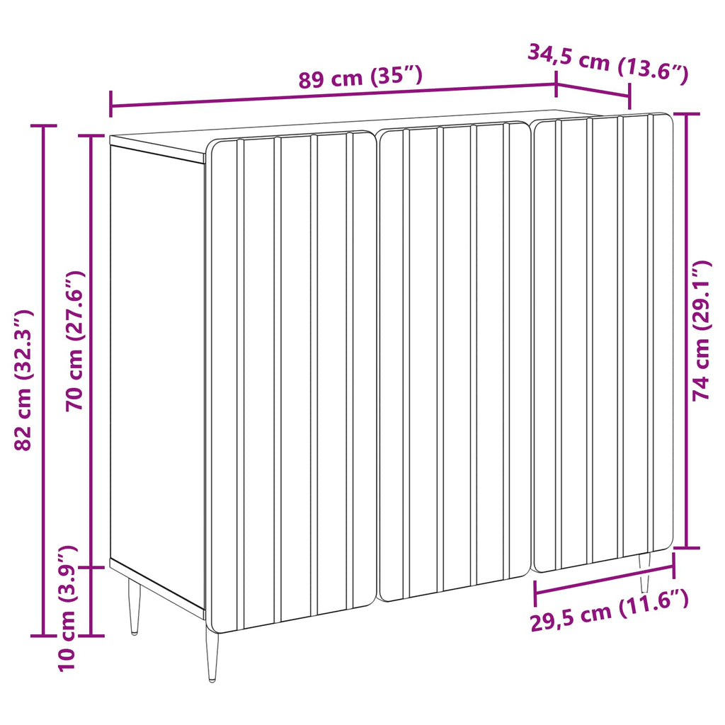 vidaXL Bufet Szary Sonoma 89 x 34,5 x 82 cm Drewno inżynieryjne