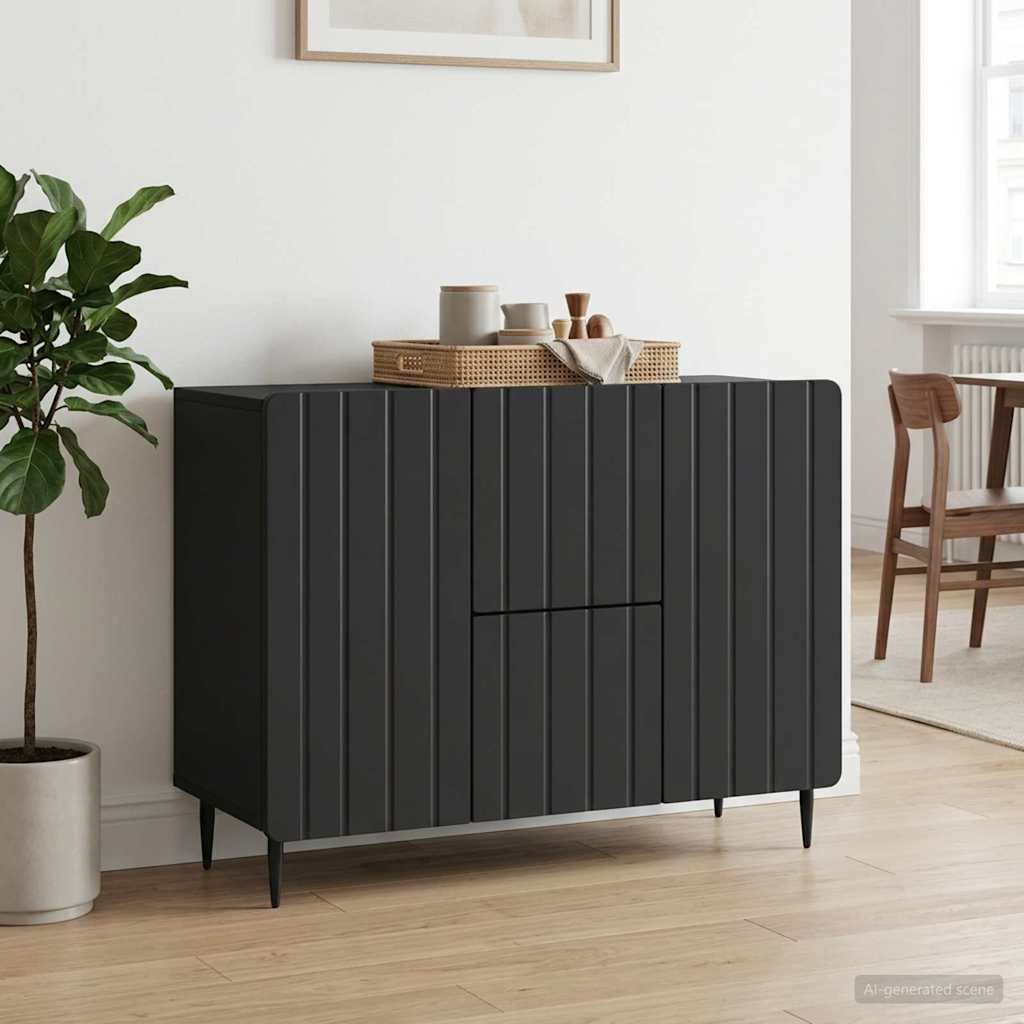 vidaXL Bufet z szufladą Czarny 89 x 34,5 x 62 cm Drewno inżynieryjne