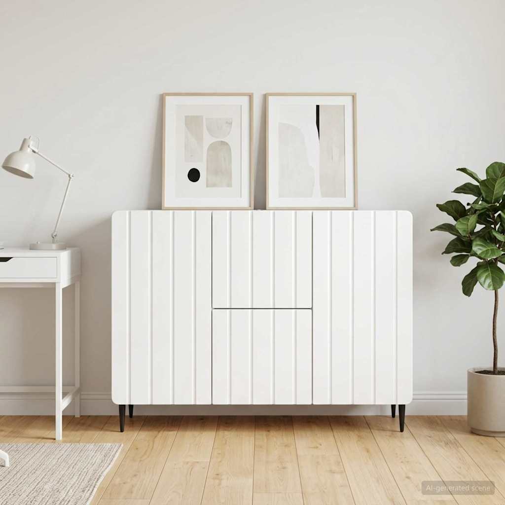 vidaXL Bufet Biały wysoki połysk 89 x 34,5 x 62 cm Drewno inżynieryjne